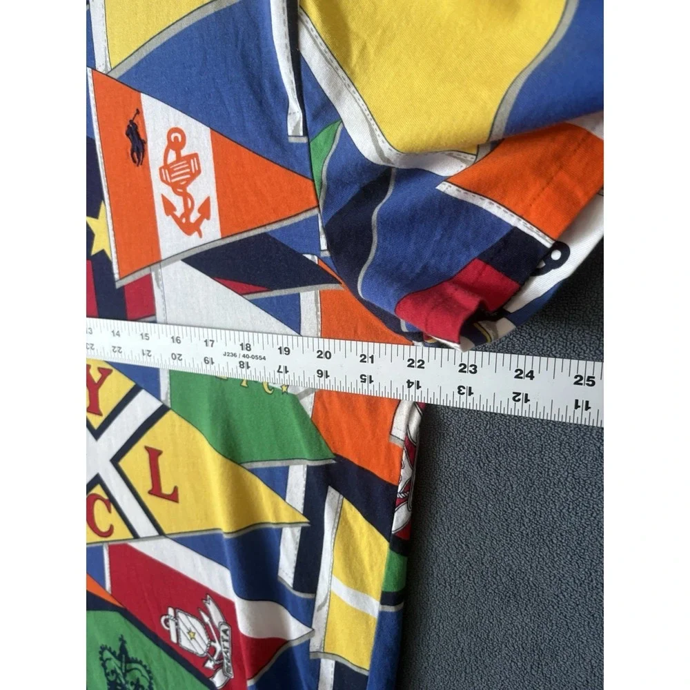 Polo Ralph Lauren Yacht Club RLYC All Over Print Flag Anchor Graphic T-Shirt M